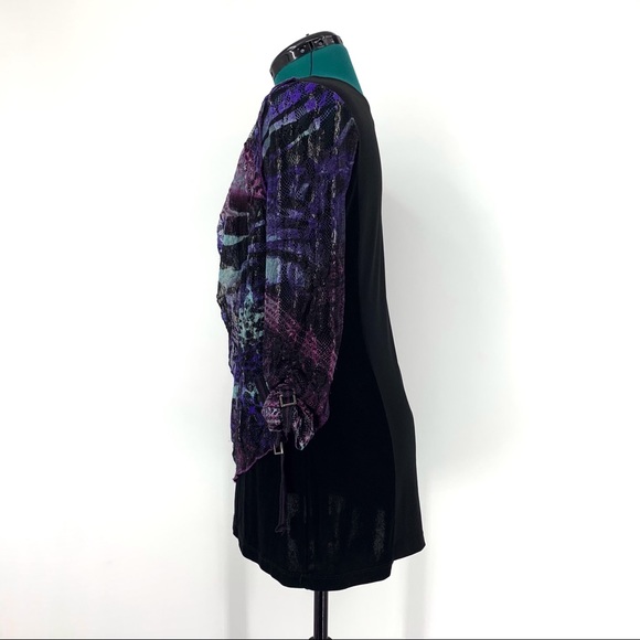 Svetlana Purple and Black Layered 3/4 Sleeve Top, Small - Picture 5 of 15